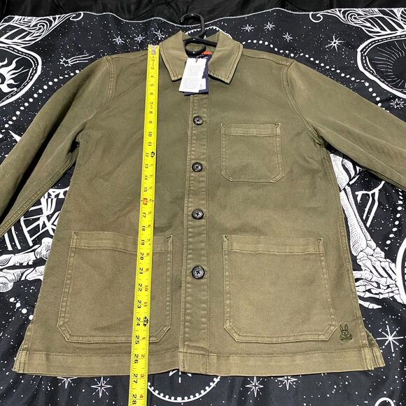 Psycho Bunny Chore Jacket Mens XS Green Cotton Embroidered Logo Outdoor Workwear - Picture 4 of 6